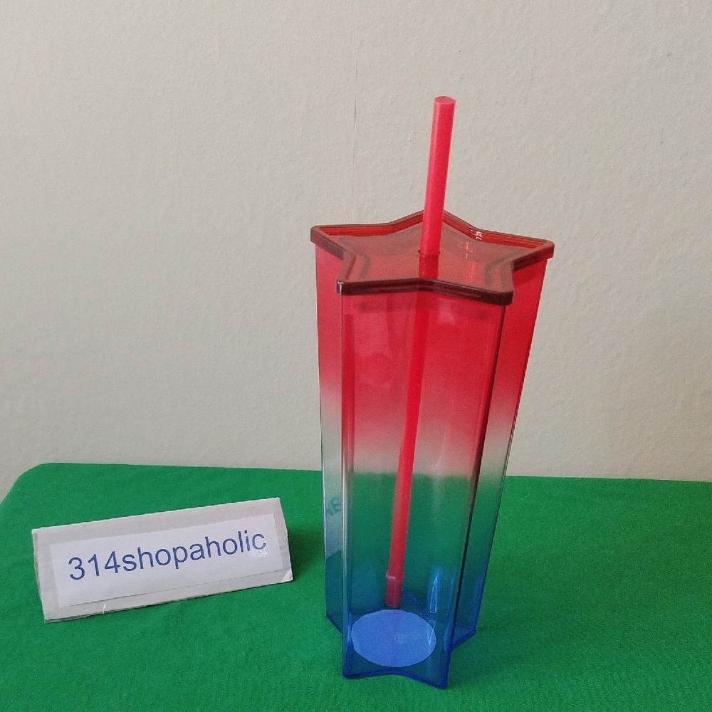 Multicolor Star-Shaped Ombre Tumbler With Straw
